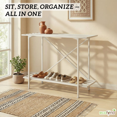 ecofynd 2-Tier Metal Storage Bench for Entryway