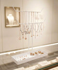 ecofynd Ecofynd 2-Tier Jewelry Hanger Stand with Storage Tray (White)