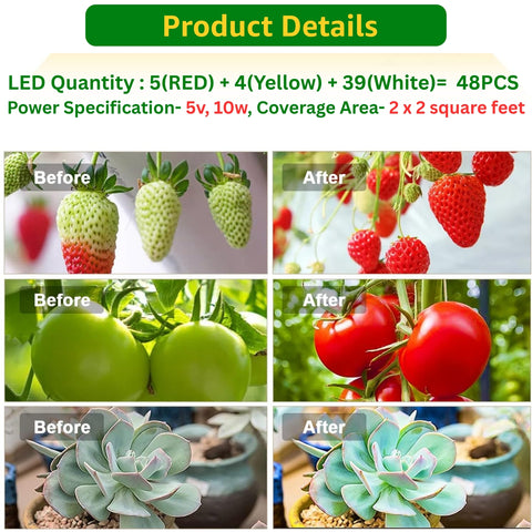 ecofynd Kaira2 Grow Light for Indoor Plants | Red, Yellow & White LED