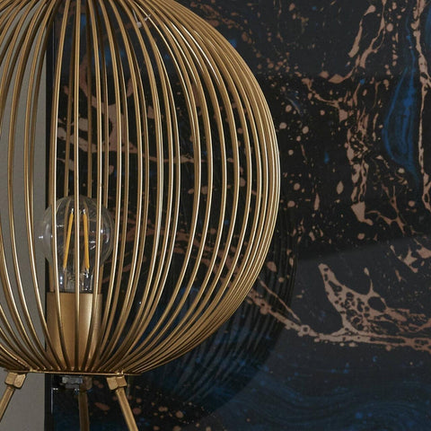 Ecofynd Ecofynd Round Metal Table Lamp – Gold Utility Light