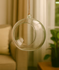 ecofynd Hanging Glass Planter – Cut Sphere Design | Clear Transparent Glass, Small
