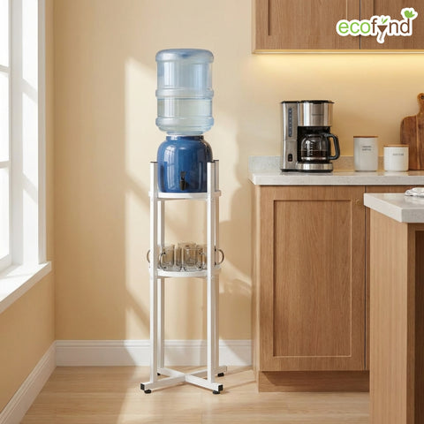 ecofynd Ecofynd HydroNest 2-Tier White Water Dispenser Stand with Storage Shelf