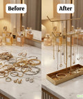 ecofynd Ecofynd 2-Tier Jewelry Hanger Stand with Storage Tray (Golden)