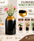 ecofynd Glass Vase for Flowers & Decor – Jar Shaped | Black with Gold Hue