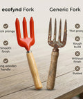 ecofynd Small Hand Fork with Wooden Handle – 25 × 6 cm Rust-Resistant Garden Tool