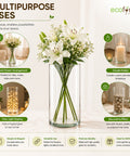 ecofynd 4 Inches Glass Flower Vase for Fresh & Artificial Flowers