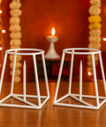 ecofynd Banana Plant Stand (Pack of 2) – White Metal Stand for Puja, Weddings & Festivals