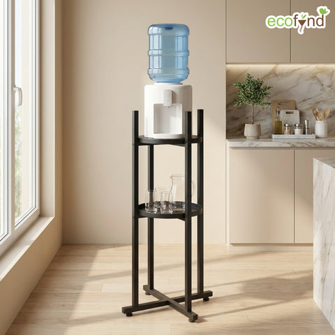 ecofynd Ecofynd HydroNest 2-Tier Black Water Dispenser Stand with Storage Shelf