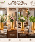 ecofynd Glass Vase for Flowers & Decor – Hourglass Shaped | Golden Tint
