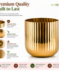 ecofynd Linea Patterned Golden Groove Planter 6.2 Inches