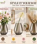 ecofynd Glass Vase for Flowers & Decor – Diamond Shaped | Clear Gray