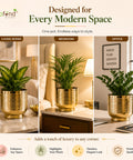 ecofynd Halo Ribbed 7 Inch Planter - Gold Finish Symmetrical Design