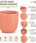 ecofynd 5 Inch Ceramic Plant Pots with Drainage Hole