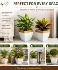 Ecofynd Midland 8” Metal Planter – Tapered Square | White