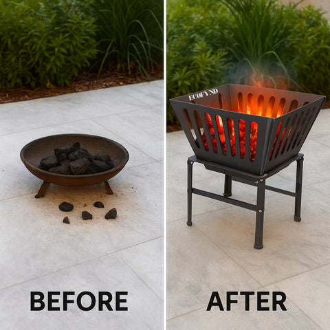 ecofynd Foldable Iron Fire Pit – Heavy Duty, High Heat & Portable