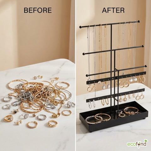 ecofynd 5-Tier Black Metal Jewelry Organizer Stand