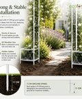 ecofynd 8 Feet High x 5 Feet Wide White Graden Arch Plant Stand