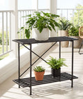 ecofynd Eric Jr Metal Black Plant Stand – 2 Tier Utility Display for Home & Garden