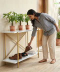 ecofynd Elix 2-Tier Metal Storage Bench for Entryway
