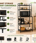 ecofynd Black 5-Tier Heavy Duty Metal Kitchen Rack with Electricity Board