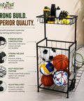 ecofynd Sports Equipment Organizer Rack with Side Racket Holder