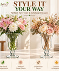 ecofynd 3.9 Inches Glass Flower Vase for Fresh & Artificial Flowers