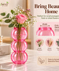 ecofynd Triple Bubble Pink Glass Vase – Modern, Minimalist & Versatile