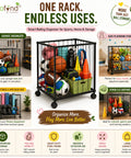 ecofynd Black Sports Ball Storage Rack with 360° Rotating Wheels