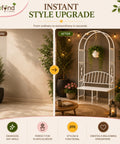 ecofynd Wide Garden Arch with Bench – Elegant Metal Arbor for Climbing Plants