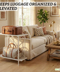 ecofynd 2-Tier White Metal Luggage Rack