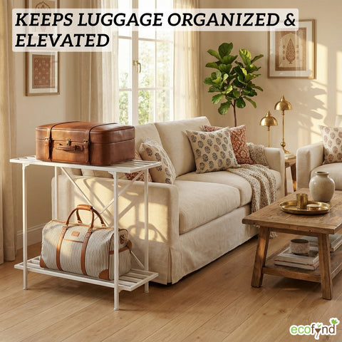 ecofynd 2-Tier White Metal Luggage Rack