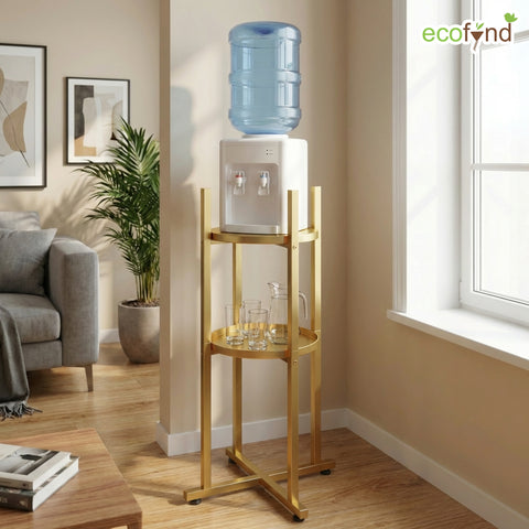 ecofynd Ecofynd HydroNest 2-Tier Golden Water Dispenser Stand with Storage Shelf