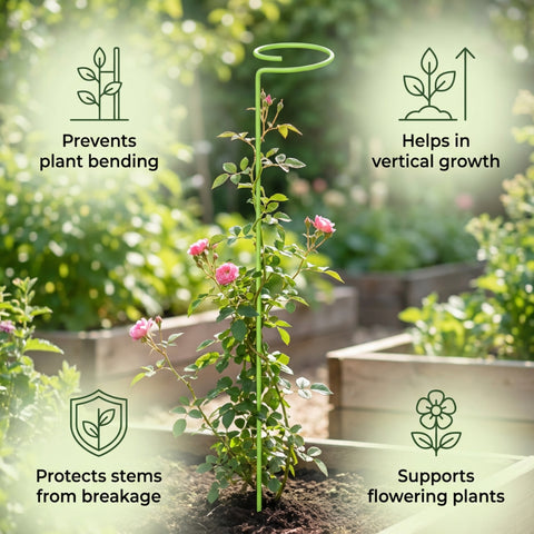 ecofynd Light Green Metal Plant Trellis – 18 Inch Rust-Resistant Stake