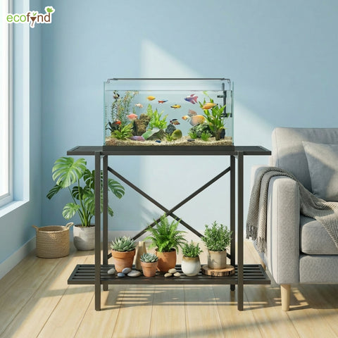 ecofynd 2-Tier Black Fish Tank Stand