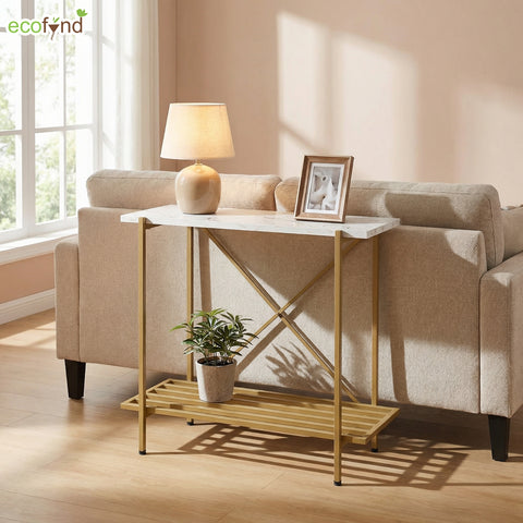ecofynd 26 Inch 2 Tier Console Table