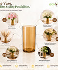 ecofynd 3.9 Inch Glass Flower Vase for Fresh & Artificial Flowers