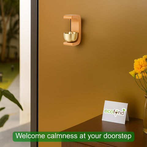 ecofynd Wooden Door Chime with Brass Bell – Handcrafted Home Accent