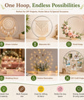 ecofynd 5 Piece Circle 10 Inch Metal Craft Hoops with Wood Holder