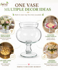 ecofynd 5.5 Inch Glass Flower Vase with Pedestal Stand for Fresh & Artificial Flower
