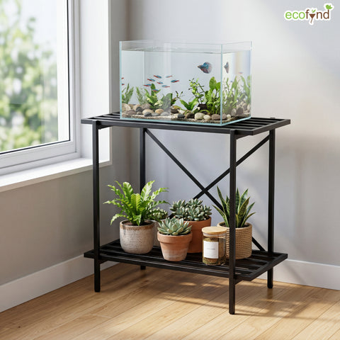 ecofynd 2-Tier Black Fish Tank Stand