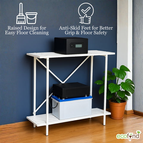ecofynd 2-Tier White UPS Stand for Home and Office