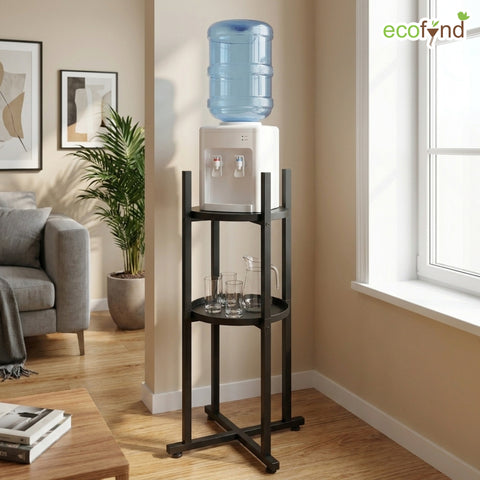 ecofynd Ecofynd HydroNest 2-Tier Black Water Dispenser Stand with Storage Shelf