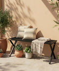 ecofynd Arlo 35 Inch Plant Stand with Cross Legs for Outdoor Balcony