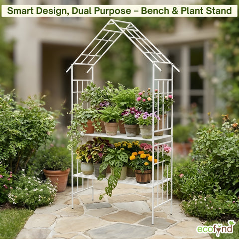 ecofynd Ecofynd White Arbor 2 Seater Garden Bench for Outdoors Hut Shaped