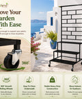 ecofynd Eden Plant Stand with Wheels for Outdoor Balcony