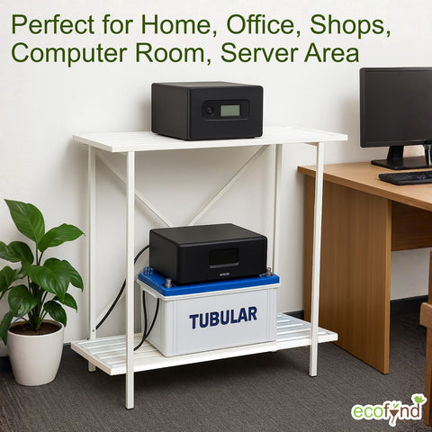 ecofynd 2-Tier White UPS Stand for Home and Office