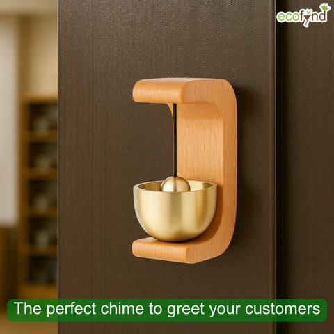 ecofynd Wooden Door Chime with Brass Bell – Handcrafted Set of 2