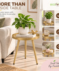 ecofynd Multipurpose Aurelia II Foldable Golden Metal Coffee Table (3 Legs)