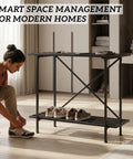 ecofynd 2-Tier Metal Storage Bench for Entryway