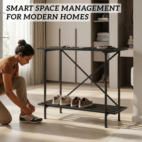 ecofynd 2-Tier Metal Storage Bench for Entryway